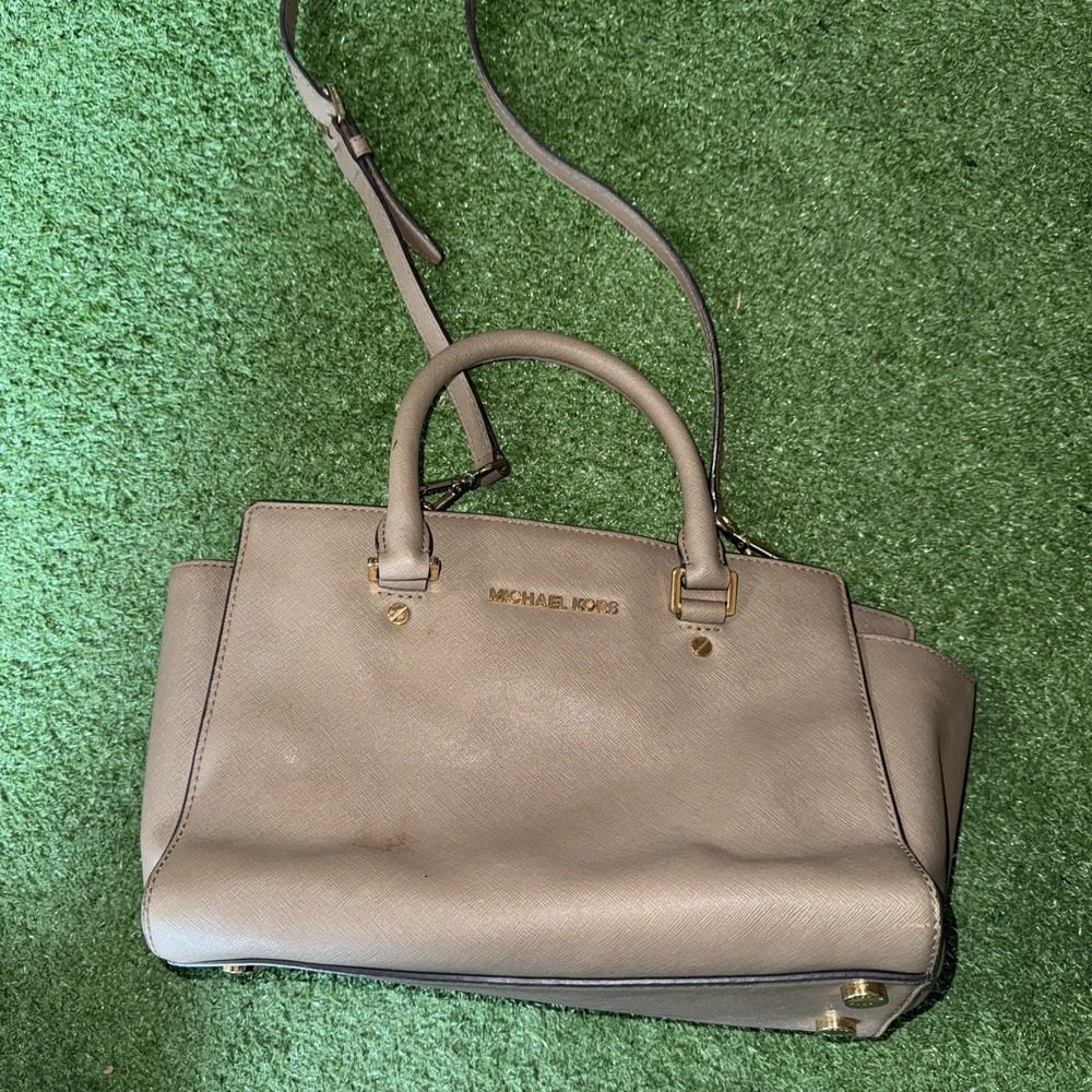 Michael Kors Cynthia Crossbody Purse‎ Brown Shoulder Bag Canvas Coated